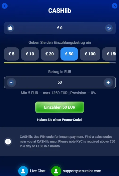 5 Euro Einzahlung im Azurslot Casino Azurslot Online Casino Einzahlung