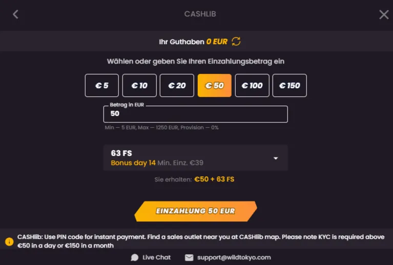 5 Euro Einzahlung im Wild Tokyo Casino Wild Tokyo Online Casino Einzahlung